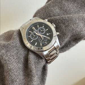 ESQ Movado Aston Chronograph Watch Men 42mm Silver Day Date 7.25"